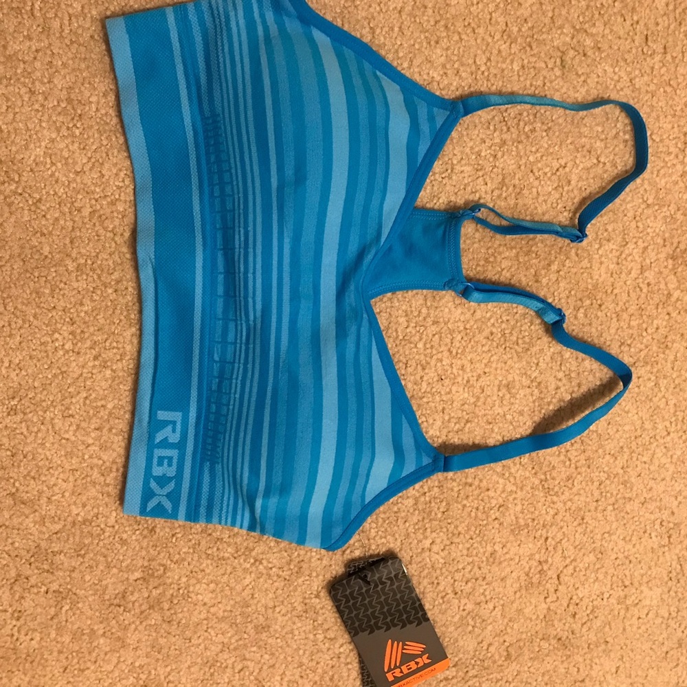 Blue padded RBX sports bra
